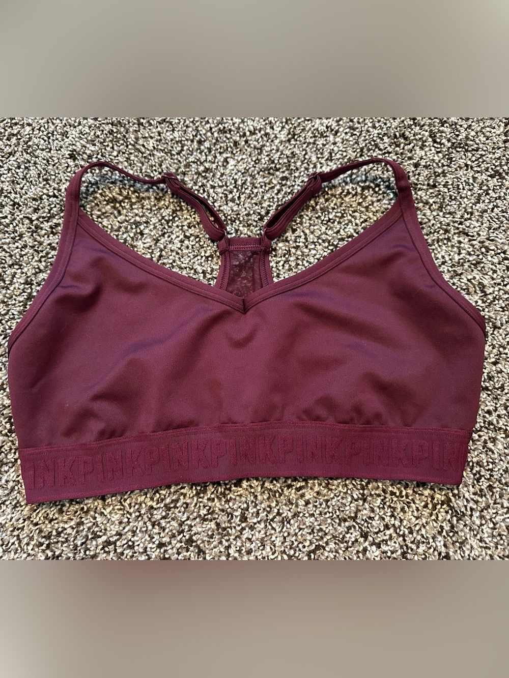 PINK Victoria's Secret Sport Deep Wine Seamless Racerback Sports Bra
